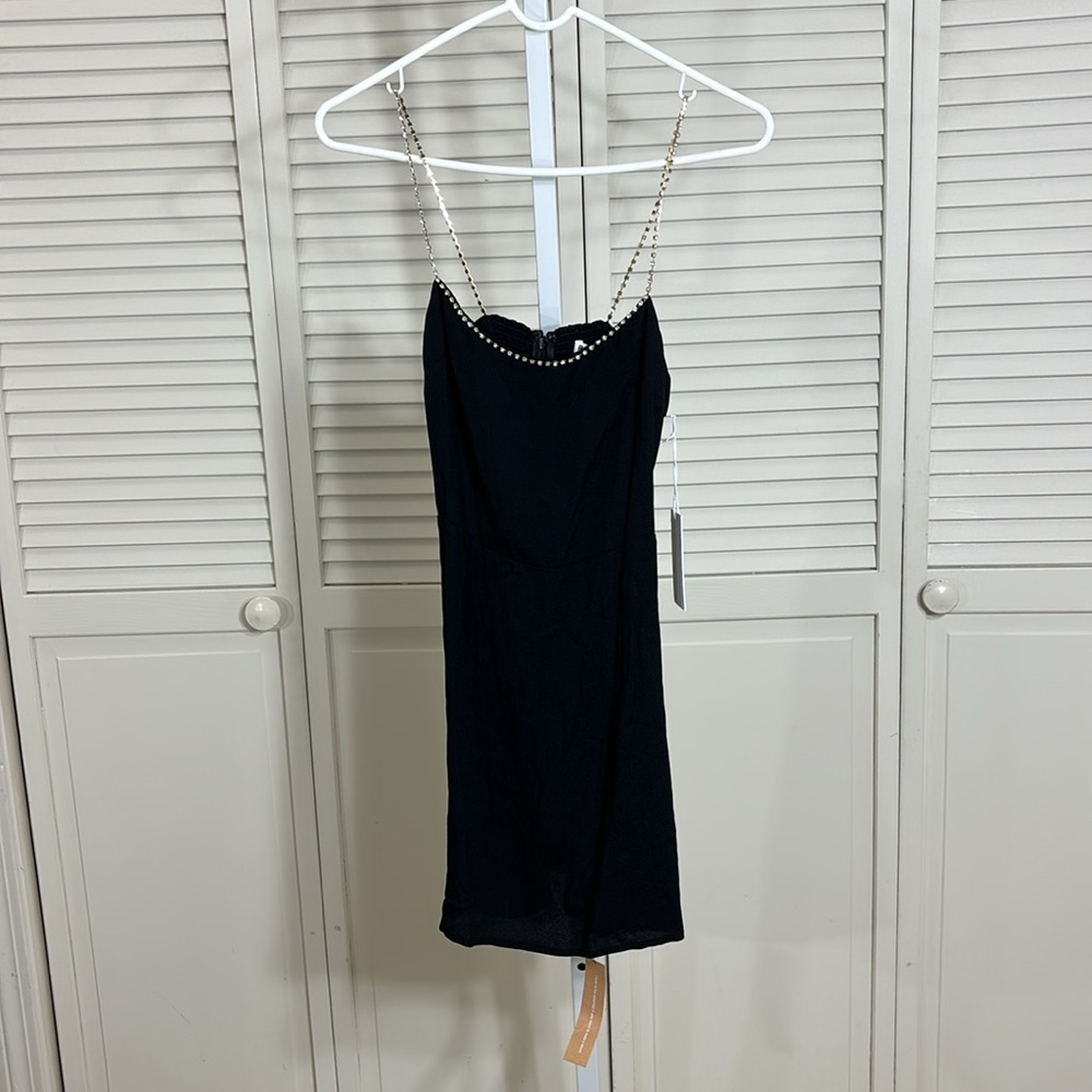 NWT Reformation Baltimore Dress Diamond Details Black Size 0 - Picture 5 of 16